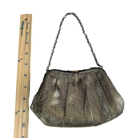 Menbur Event Clutch Gold Tone Metallic Bejewelled Ornate Clasp Retro Handbag - Picture 13 of 14